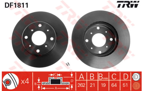 Brake Disc DF1811 TRW