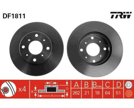 Brake Disc DF1811 TRW, Image 3