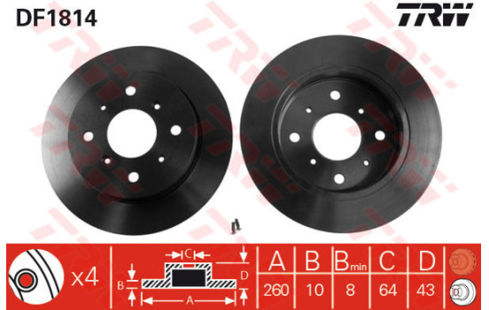 Brake Disc DF1814 TRW