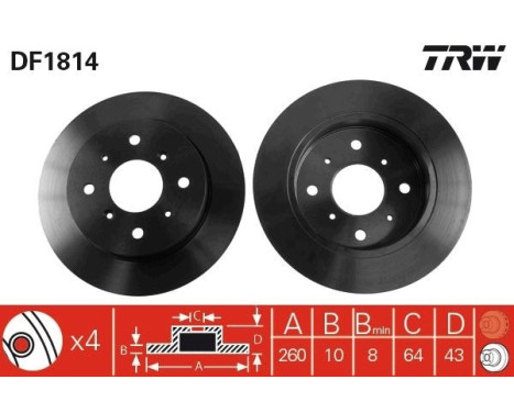 Brake Disc DF1814 TRW, Image 3