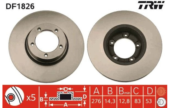 Brake Disc DF1826 TRW, Image 2