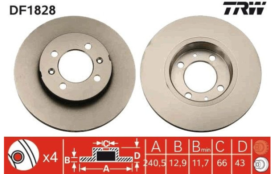 Brake Disc DF1828 TRW, Image 3
