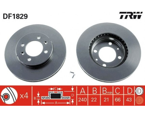 Brake Disc DF1829 TRW, Image 3