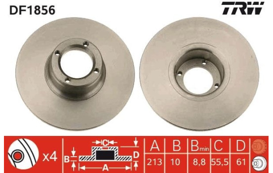 Brake Disc DF1856 TRW, Image 2