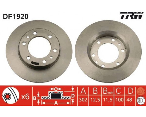 Brake Disc DF1920 TRW, Image 2