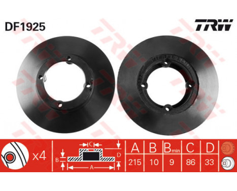 Brake Disc DF1925 TRW