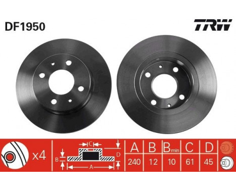 Brake Disc DF1950 TRW