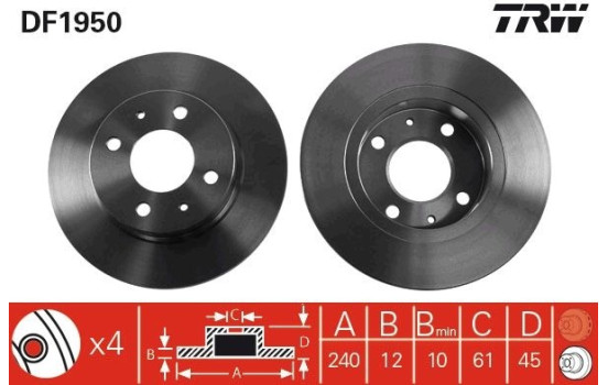 Brake Disc DF1950 TRW