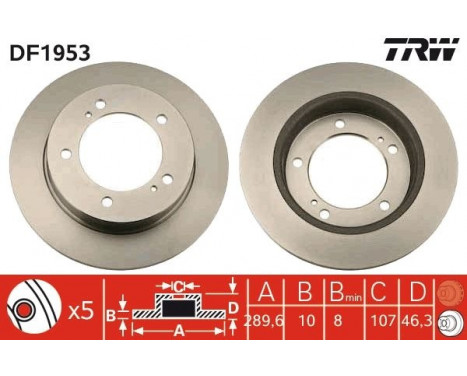 Brake Disc DF1953 TRW, Image 2