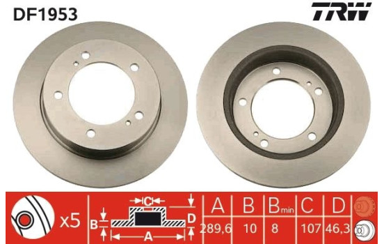 Brake Disc DF1953 TRW, Image 2
