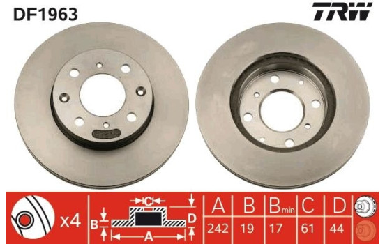 Brake Disc DF1963 TRW