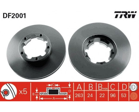 Brake Disc DF2001 TRW, Image 2