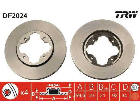 Brake Disc DF2024 TRW, Image 2