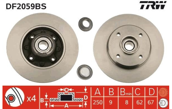 Brake Disc DF2059BS TRW, Image 2