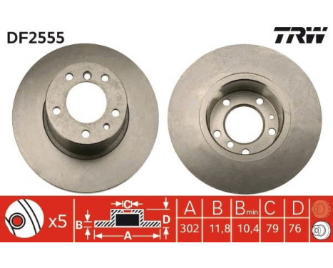 Brake Disc DF2555 TRW, Image 3