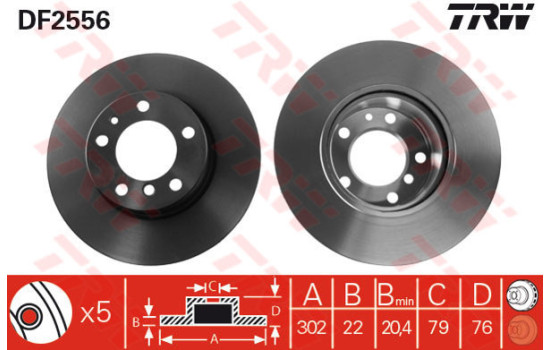 Brake Disc DF2556 TRW
