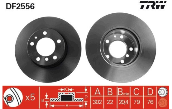Brake Disc DF2556 TRW, Image 3
