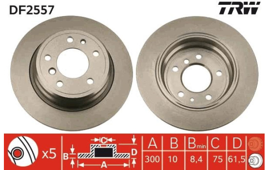 Brake Disc DF2557 TRW, Image 2