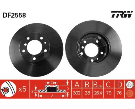 Brake Disc DF2558 TRW, Image 2
