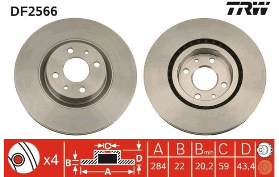 Brake Disc DF2566 TRW, Image 3