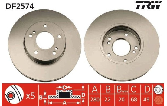 Brake Disc DF2574 TRW