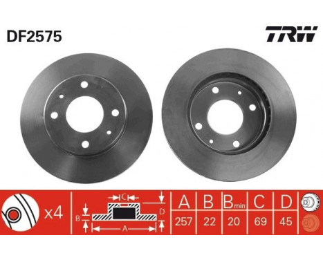 Brake Disc DF2575 TRW