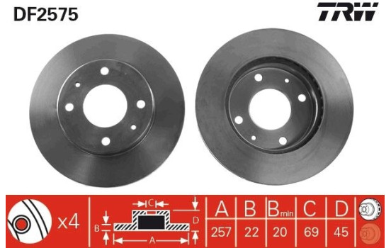 Brake Disc DF2575 TRW