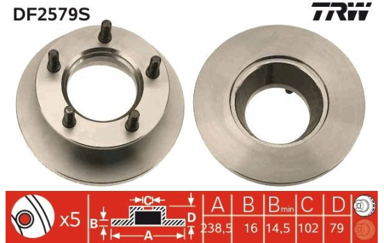 Brake Disc DF2579S TRW, Image 2