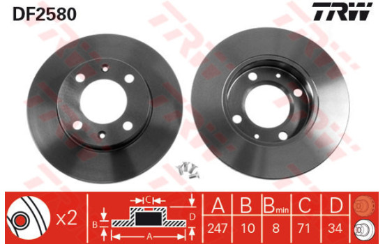 Brake Disc DF2580 TRW