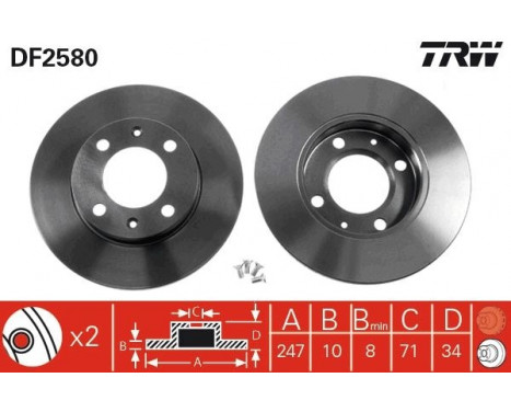 Brake Disc DF2580 TRW, Image 2