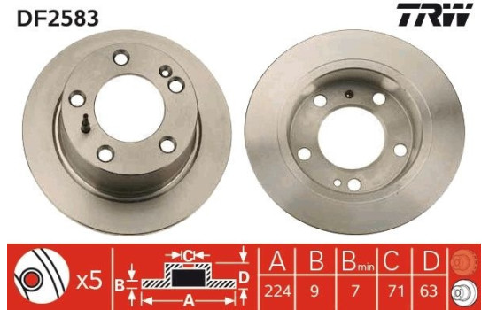 Brake Disc DF2583 TRW, Image 2