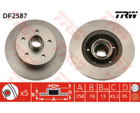 Brake Disc DF2587 TRW