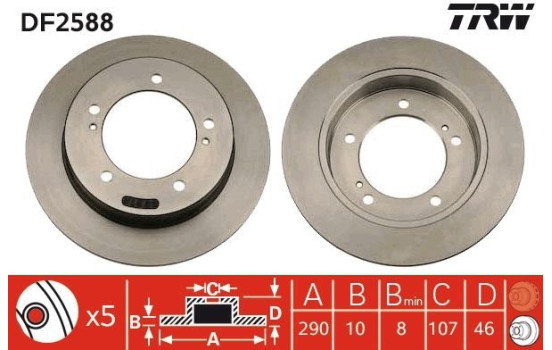 Brake Disc DF2588 TRW, Image 2