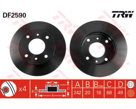 Brake Disc DF2590 TRW