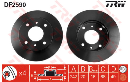 Brake Disc DF2590 TRW