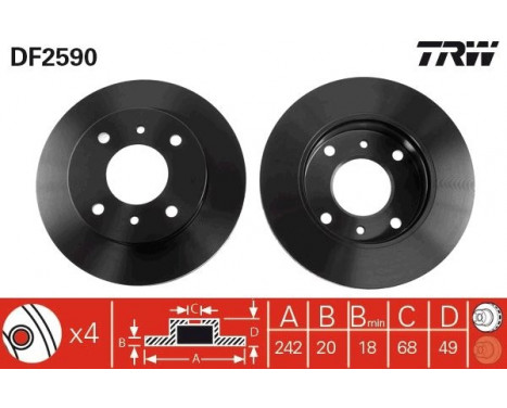 Brake Disc DF2590 TRW, Image 2