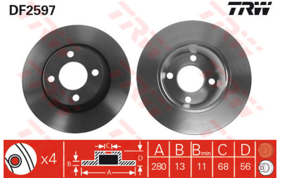 Brake Disc DF2597 TRW