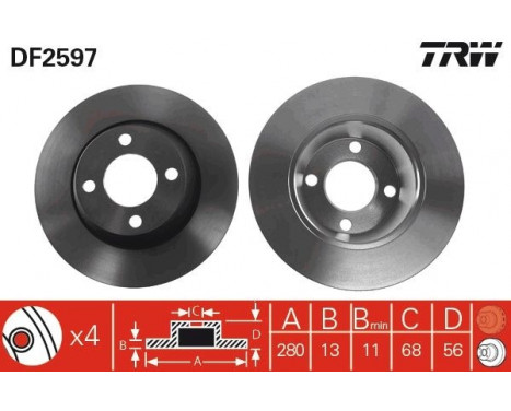 Brake Disc DF2597 TRW, Image 2