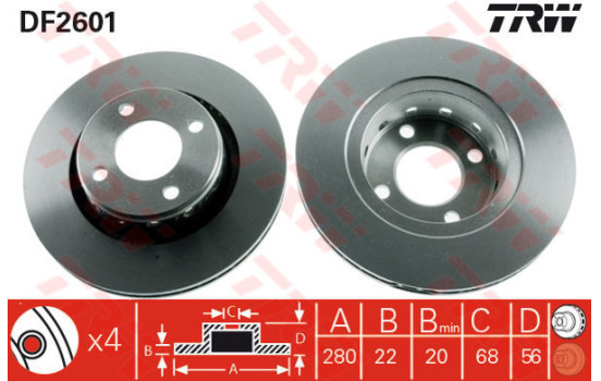 Brake Disc DF2601 TRW