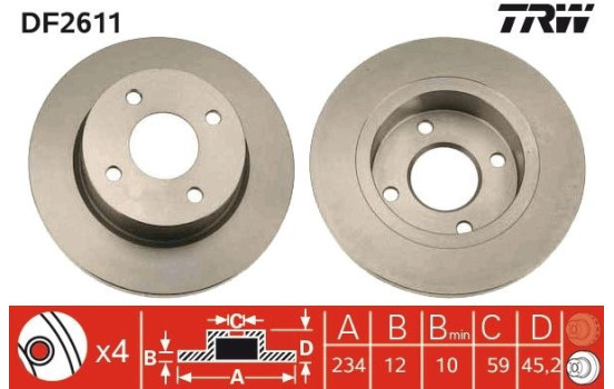Brake Disc DF2611 TRW, Image 2