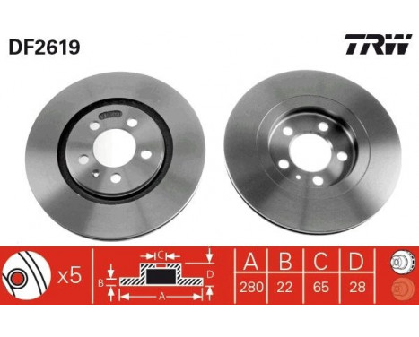 Brake Disc DF2619 TRW, Image 2