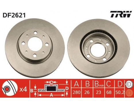 Brake Disc DF2621 TRW