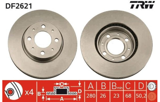 Brake Disc DF2621 TRW
