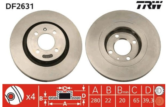 Brake Disc DF2631 TRW, Image 2