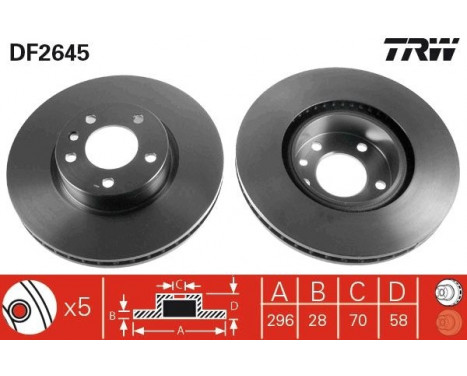 Brake Disc DF2645 TRW, Image 2