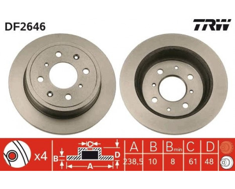 Brake Disc DF2646 TRW, Image 2