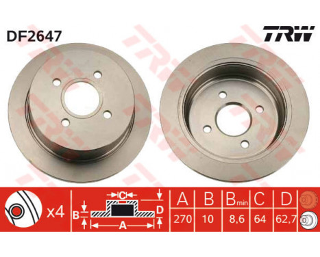 Brake Disc DF2647 TRW