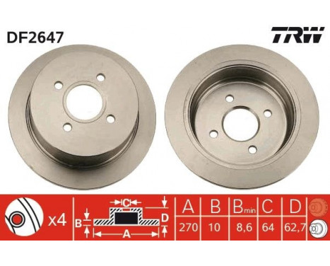 Brake Disc DF2647 TRW, Image 2