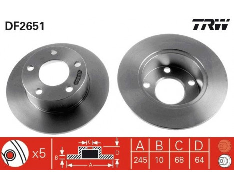 Brake Disc DF2651 TRW, Image 2