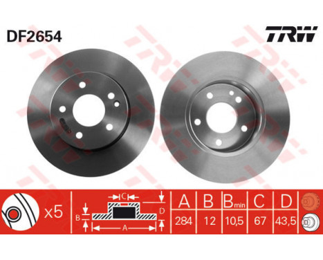 Brake Disc DF2654 TRW